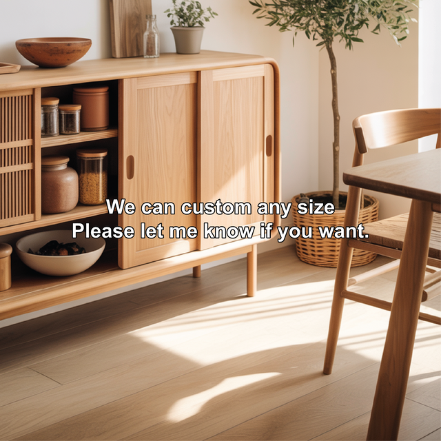 Solid Wood Console Table with Sliding Doors – Handmade Natural Finish Storage Cabinet