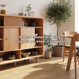 Solid Wood Console Table with Sliding Doors - Modern Storage Cabinet with Open Shelves