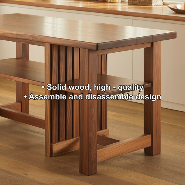 Handcrafted Solid Wood Dining Table with Open Storage Shelves for Modern Natural Kitchens
