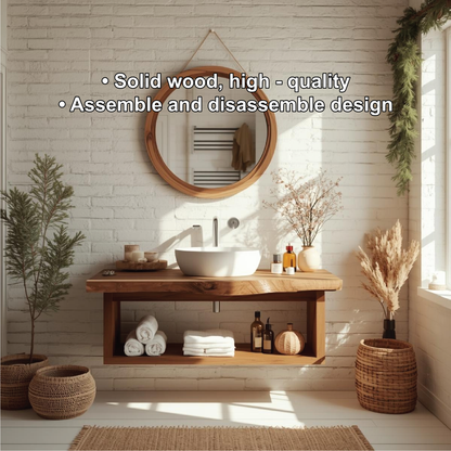 Handcrafted Solid Wood Floating Bathroom Vanity with Natural Live Edge for Modern Interiors