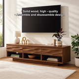 Handcrafted Solid Wood TV Stand – Modern Wavy Drawer Media Console for Contemporary Homes