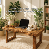 Handcrafted Solid Wood Work Desk – Natural Live Edge Office Table with Modern Minimal Design