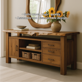 Handcrafted Solid Wood Console Table with Live Edge Top and Storage Drawers for Modern Interiors