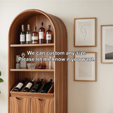 Solid Wood Arched Wine Storage Cabinet with Display Shelves and Bottle Organizer
