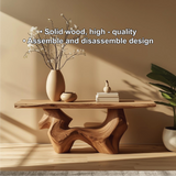 Handcrafted Solid Wood Console Table with Organic Curved Base and Natural Live Edge Design