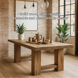 Handcrafted Solid Oak Dining Table – Minimalist Live Edge Kitchen Table with Natural Finish