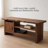 Handcrafted Solid Walnut Console Table with Live Edge Top and Open Storage for Modern Living