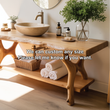 Solid Wood Bathroom Vanity with Natural Live Edge Design – Handcrafted Luxury Sink Console