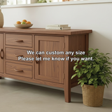 Handcrafted Solid Wood Dining Storage Cabinet with Center Drawers and Side Doors for Modern Homes