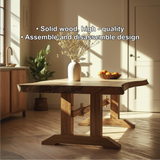 Handcrafted Solid Wood Dining Table – Live Edge Kitchen Table with Artisan Joinery Base