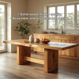 Handcrafted Solid Wood Dining Table – Live Edge Kitchen Table with Natural Grain Finish