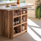 Handcrafted Solid Wood Dining Table with Rounded Edge and Multi-Shelf Storage for Modern Kitchens