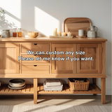 Handcrafted Solid Wood Dining Storage Sideboard with Open Lower Shelf and Multi-Drawer Design