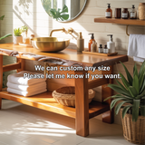 Solid Wood Live Edge Bathroom Vanity – Handcrafted Natural Timber Sink Console