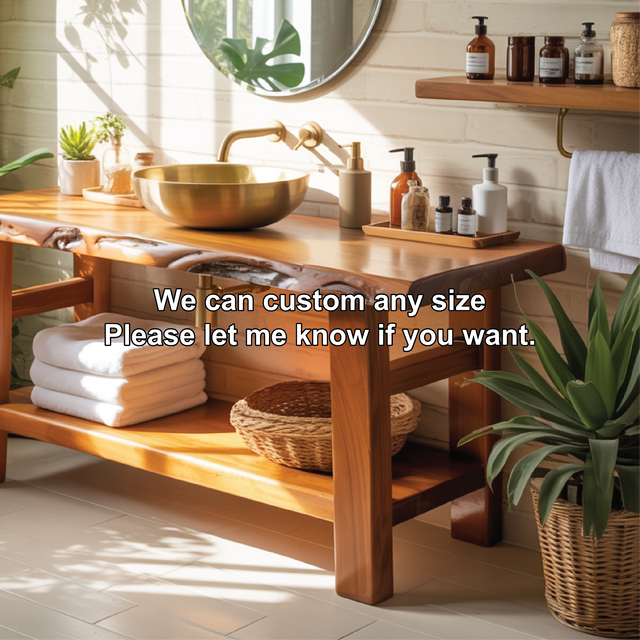 Solid Wood Live Edge Bathroom Vanity – Handcrafted Natural Timber Sink Console
