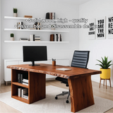 Handcrafted Solid Wood Work Desk – Live Edge Executive Office Table with Modern Minimal Design
