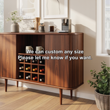 Solid Wood Wine Storage Cabinet with Built-In Bottle Rack and Sliding Doors for Modern Homes