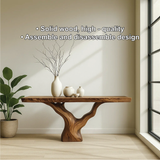 Handcrafted Solid Wood Tree Console Table with Natural Live Edge Design for Modern Homes