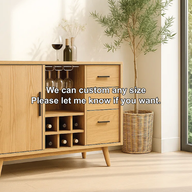 Solid Wood Wine Storage Cabinet with Bottle Rack, Glass Holders and Drawers for Modern Homes