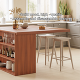 Handcrafted Solid Wood Dining Table with Open Storage Shelves for Modern Kitchen Interiors