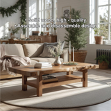Handcrafted Solid Wood Coffee Table with Live Edge Design and Lower Shelf for Modern Homes