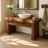 Handcrafted Solid Wood Bathroom Vanity with Live Edge Design for Natural and Modern Interiors
