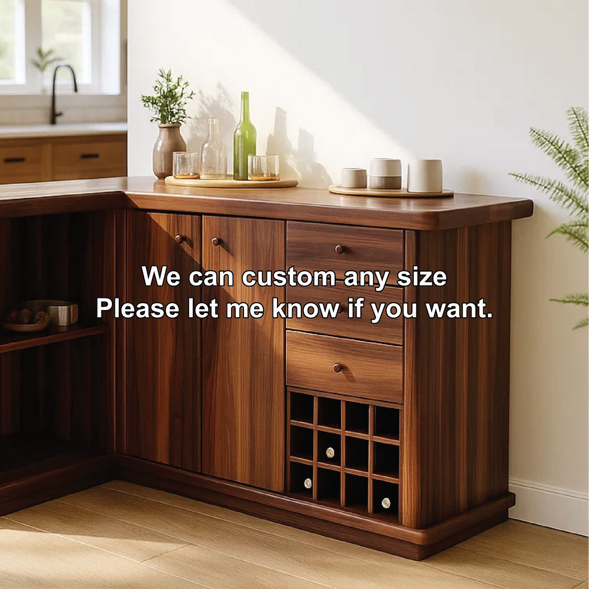 Solid Wood Wine Storage Cabinet with Drawers and Rack – Premium L-Shaped Bar Furniture