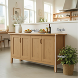 Handcrafted Solid Wood Dining Storage Cabinet with Four Paneled Doors for Modern Interiors