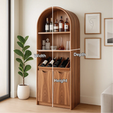 Solid Wood Arched Wine Storage Cabinet with Display Shelves and Bottle Organizer