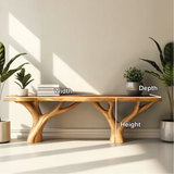 Handcrafted Solid Wood Console Table with Branch-Leg Design for Natural and Modern Home Interiors