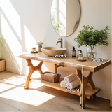 Solid Wood Bathroom Vanity with Natural Live Edge Design – Handcrafted Luxury Sink Console