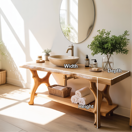 Solid Wood Bathroom Vanity with Natural Live Edge Design – Handcrafted Luxury Sink Console