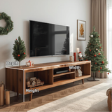 Handcrafted Solid Wood TV Stand with Mid-Century Design and Natural Finish for Modern Living Rooms