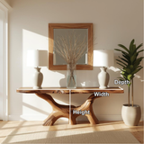 Handcrafted Solid Wood Console Table with Natural Live Edge and Organic Sculptural Base