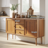 Handcrafted Solid Wood Dining Storage Sideboard with Raised Leg Design and Smooth Drawer Fronts
