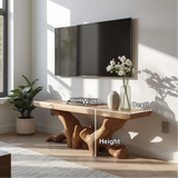 Handcrafted Solid Wood TV Stand with Organic Root Design and Natural Finish for Modern Interiors