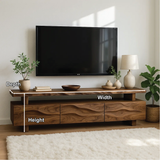 Handcrafted Solid Wood TV Stand – Modern Wavy Drawer Media Console with Double-Layer Design
