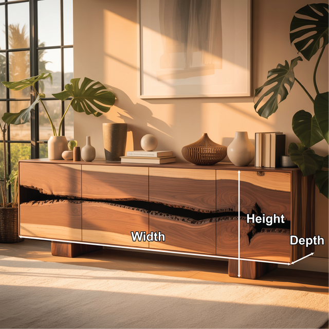 Handcrafted Solid Wood Console Table with Natural Live-Edge Pattern for Modern Living Spaces