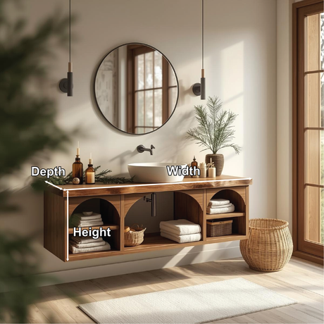 Handcrafted Solid Wood Floating Vanity with Arched Shelves and Natural Live Edge Design