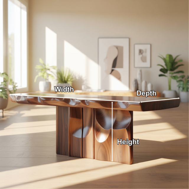 Handcrafted Solid Wood Console Table with Sculpted Base and Organic Live-Edge Design
