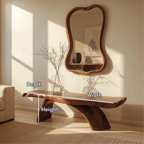 Handcrafted Solid Wood Entryway Bench with Curved Live Edge Design for Modern Natural Interiors