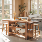 Handcrafted Solid Wood Dining Table with Built-In Storage Shelves for Modern Kitchen Spaces