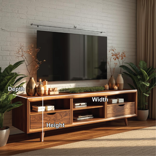 Handcrafted Solid Wood TV Stand with Mid-Century Modern Design and Natural Walnut Finish