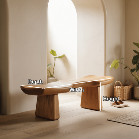 Handcrafted Solid Wood Entryway Bench with Sculptural Organic Seat for Modern Minimalist Homes