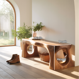 Handcrafted Solid Wood Entryway Bench with Sculpted Organic Cutout Base and Smooth Finish