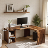 Handcrafted Solid Wood L-Shaped Work Desk – Live Edge Office Table with Modern Organic Design
