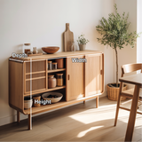 Solid Wood Console Table with Sliding Doors – Handmade Natural Finish Storage Cabinet
