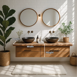 Handcrafted Solid Wood Double Floating Vanity – Live Edge Bathroom Counter