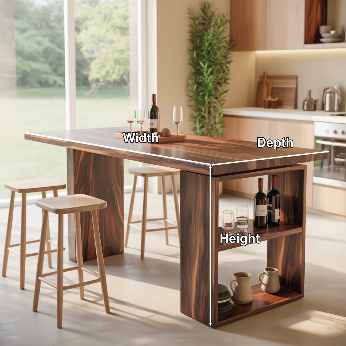Handcrafted Solid Wood Dining Table with Rich Grain and Open Storage for Modern Kitchens