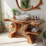 Handcrafted Solid Wood Bathroom Vanity with Live Edge Design for Natural Luxury Spaces